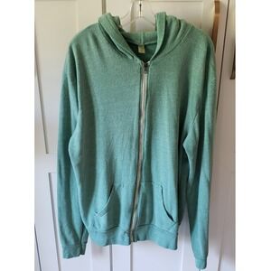 Alternative Earth Hoodie Mens 2XL Green Full Zip Fleece Sweatshirt